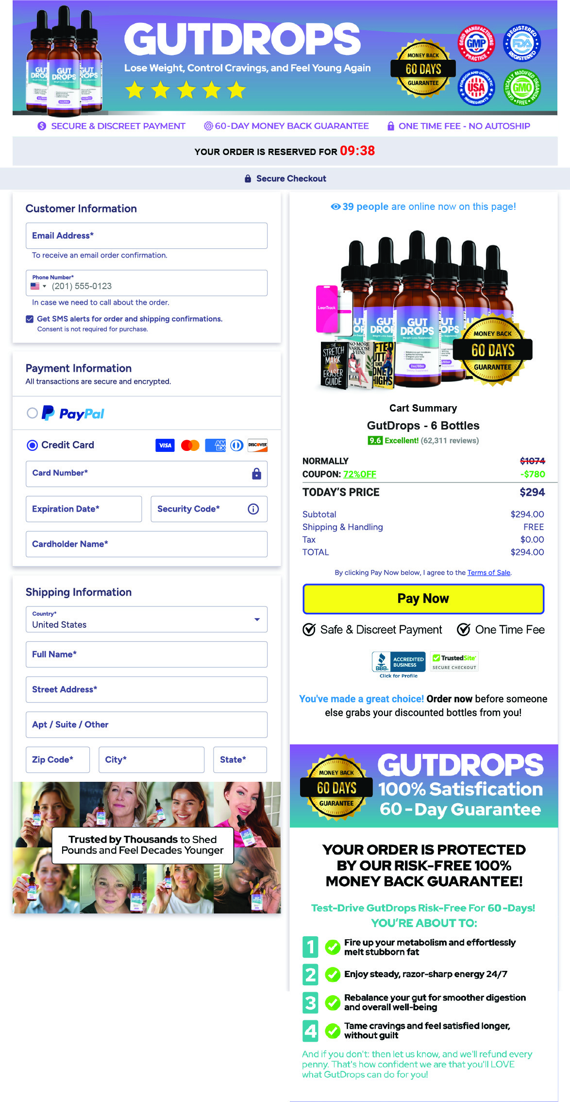 GutDrops Secure Checkout Page